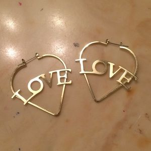 Gold plated LOVE script earrings